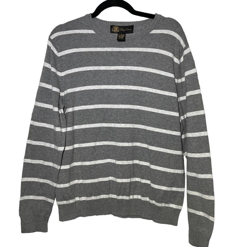 OLEG Cassini - MENS Cashmere and Cotton Blend Striped Sweater
